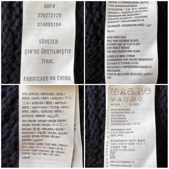 Hollister Wool Blend Knit Cardigan Open Front Open Weave Navy Blue Small S - Picture 7 of 12